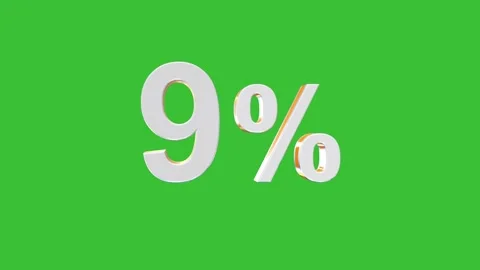 3D Rotating 9% Percentage Animation with Green Screen Background Stock Footage 320223297