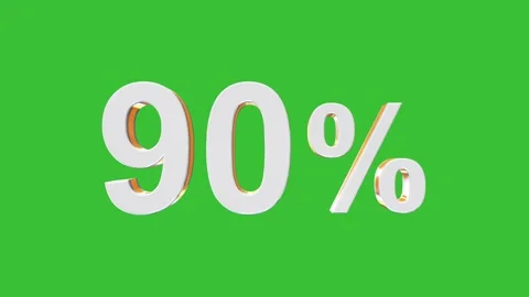 3D Rotating 90% Number Animation with Green Screen Background Video stock 320223321