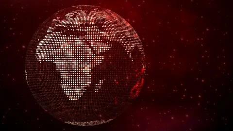 3D Rotating Animation Globe Earth World Map With Abstract Square Shines Dotted Stock Footage 121002186