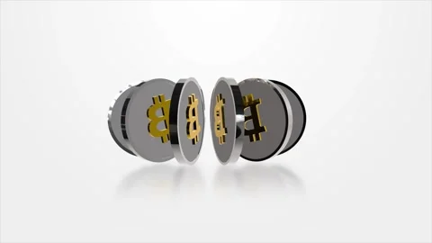 3D Rotating Bitcoin Coins Animation 库存影片 333244719