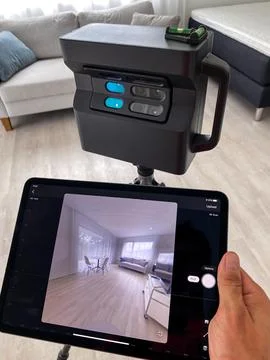 3D rotating camera inside a modern appartment for sale or rent  Foto stock