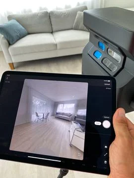 3D rotating camera inside a modern appartment for sale or rent Foto stock