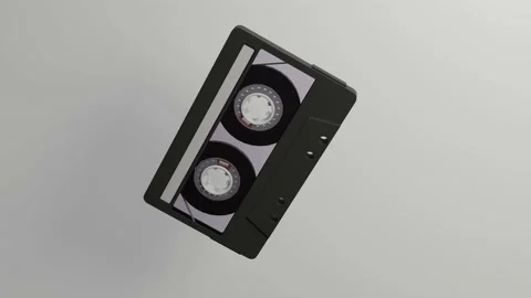 3D Rotating Cassette Tape Looping Stock Footage 201007530