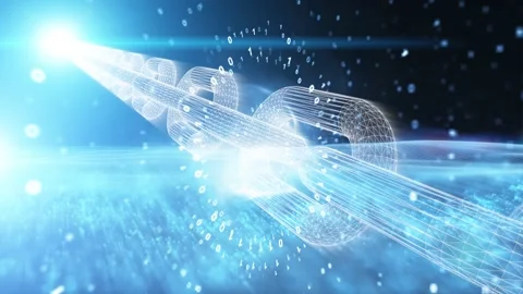 3d rotating chain and binary code background Stock Footage 226804405