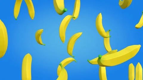 3D Rotating Cloud Banana with Luma Matte on Blue Gradient Stock Footage 289960092
