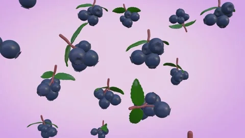 3D Rotating Cloud Huckleberry with Luma Matte on Purple Gradient Stock-Footage 289955456