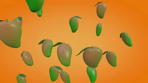 3D Rotating Cloud Mango with Luma Matte on Orange Gradient Stock Footage 289958156