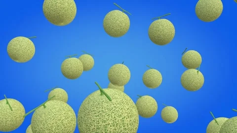 3D Rotating Cloud Melon with Luma Matte on Blue Gradient Stock Footage 289959603