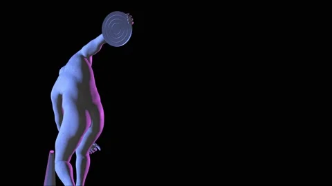 3D Rotating Discobolus Statue Animation. Greek Sculpture In Modern Art Style. Stock Footage 185959864