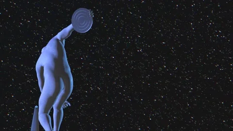 3D Rotating Discobolus Statue Animation. Greek Sculpture In Modern Art Style.4K Stock Footage 194805354