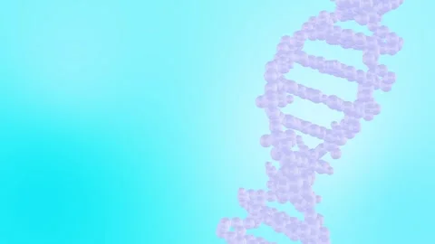 3D Rotating DNA Double Helix Molecule on Medical Light Blue Gradient Background Видео 345964322