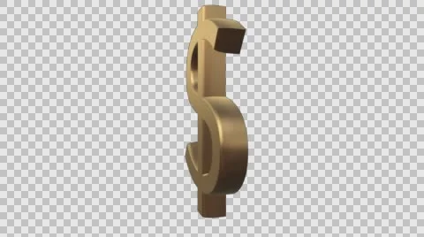 3D Rotating Dollar Symbol Seamless Loop Transparent Background Stock Footage 58743859