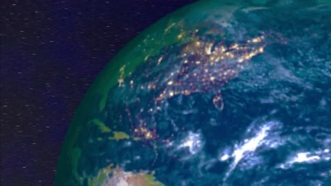3D Rotating Earth Animation.Earth View From Space. 4K Video stock 219544785