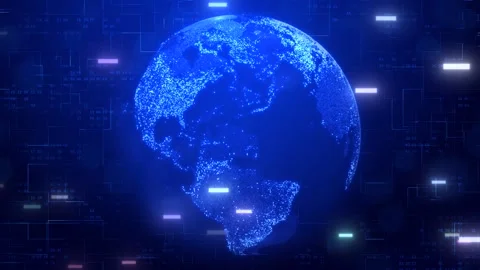 3D Rotating Globe: Futuristic Animation of Global Connectivity Stock Footage 262551401