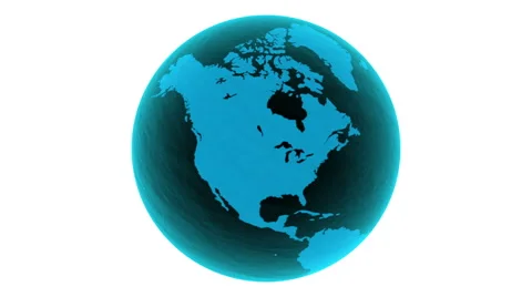 3D Rotating glossy light-blue glass earth-globe rendered on white background. Stock Footage 63586324