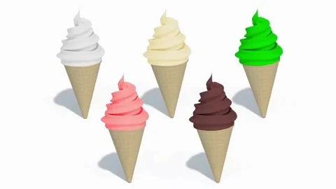 3D Rotating Ice Cream Cones Set Minimal Animation 4K Stock Footage Vídeos de archivo 332768910