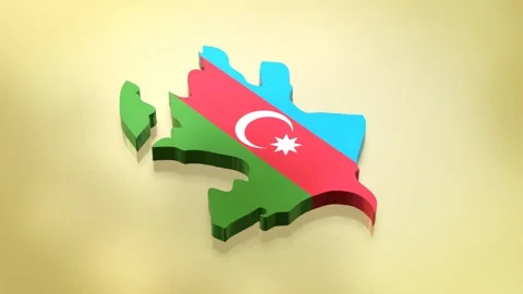 3D Rotating Map of Azerbaijan with Flag Texture on Yellow Background Stock Footage 282090910