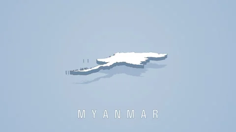3d rotating map of myanmar isolated on blue background Video stock 319765552