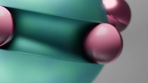 3D Rotating Metallic balls on a neon sphere Stock Footage 253576450
