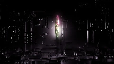 3D Rotating Neon Bitcoin Animation. Blockchain Technology. Cryptocurrency. 動画素材 194558673