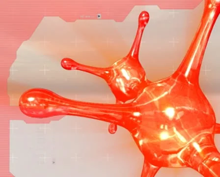 3D Rotating Orange Spiked Blobs Loop Video stock 8931670