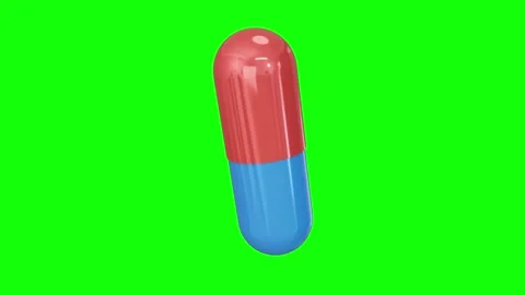 3D rotating red and blue pill capsule seamless loop animated background Stock Footage 341140309