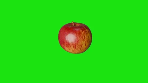 3D Rotating Red Apple | Green Screen Background Stock Footage 306255789