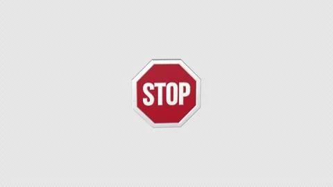 3D Rotating Red Stop Sign on Alpha Background, Traffic Warning, Prohibition Stock Footage 346170453