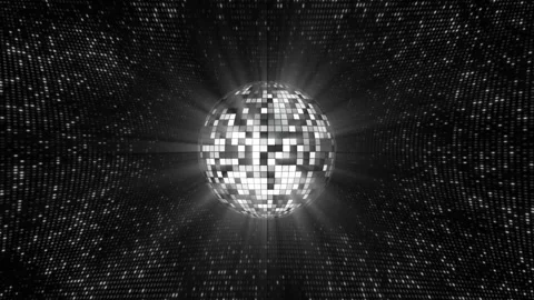 3D Rotating sparkling disco ball. Party lights disco ball on black background. M Stock Footage 341885378
