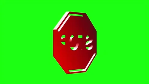 3D Rotating Stop Sign Icon Animation on Green Screen Background Stock-Footage 336599789