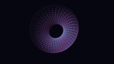 3D rotating torus wireframe animation loop background Stock Footage 345730050