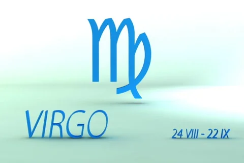 3d rotating virgo zodiacal symbol with name and date, loopable Stock Footage