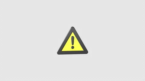 3D Rotating Yellow Warning Sign, Exclamation Mark on Alpha, Caution Alert Motion Stock Footage 345972687