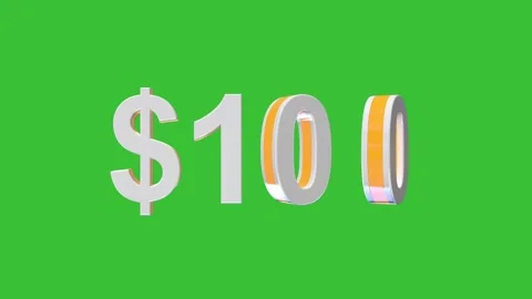 3D rotation  $100 dollars text loop animation. Video stock 323106285