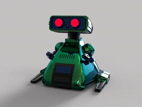 3D rotation animation of a mini robot illustration Stock Footage 128331152