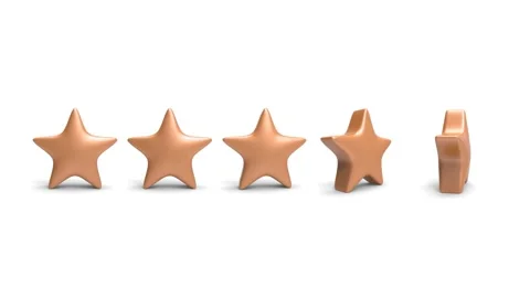 3d rotation of five orange cartoon star on white background. High quality 4k  Stock Footage 141000198