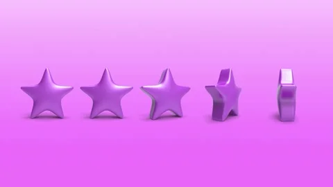3d rotation of five violet cartoon star on color background. High quality 4k  Stock Footage 140999346