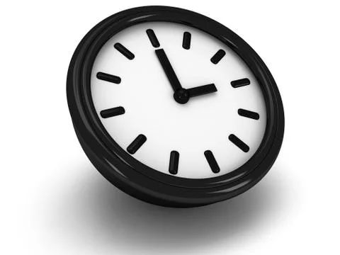 3D Round clock shows three o'clock Illustrazione stock