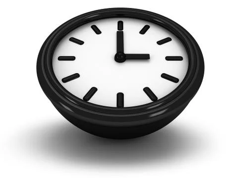 3D Round clock shows three o'clock Illustrazione stock