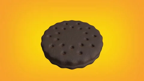 3D Round Cookie Animation with Luma Matte on Yellow Background Stock-Footage 347599501