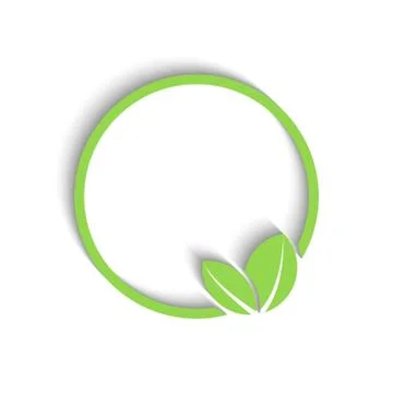 3D round green frame, fresh leafs of plant, mockup ecology emblem Stock Illustration