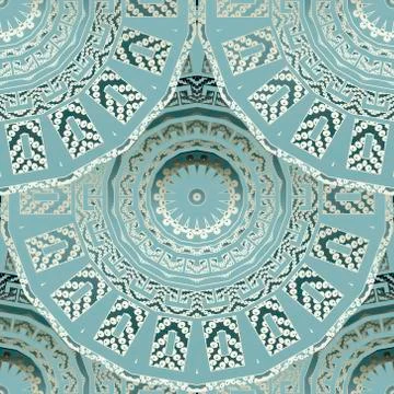 3d round mandalas seamless pattern. Textured half tone background. Vector dot Stockillustratie