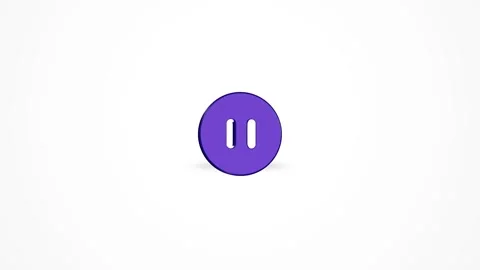 3D Round Pause Button Icon Animated Loop on White Background 4K Stock Footage 347650814
