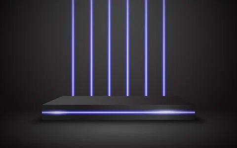 3D round podium backdrop with neon lights, perfect for event promotion cosm.. Stock Illustration