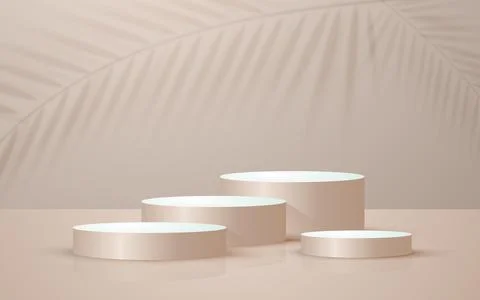 3d round podium scene soft background with leaf shadow perfect for event pr.. Illustrazione stock