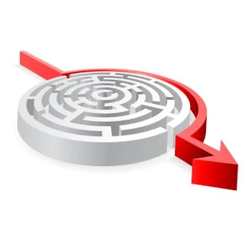 3D Round Red Maze Avoided Stock Illustration