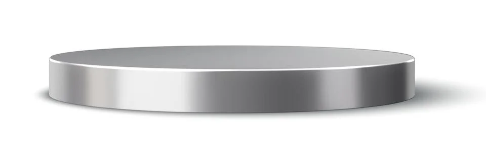 3D round silver podium stage, metal pedestal Stock Illustration