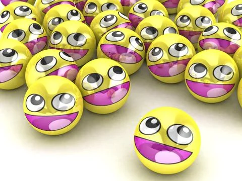 3D Round Smiley Faces. Stock Illustration