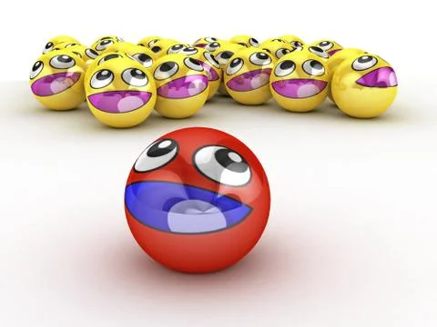 3D Round Smiley Faces. Stock Illustration