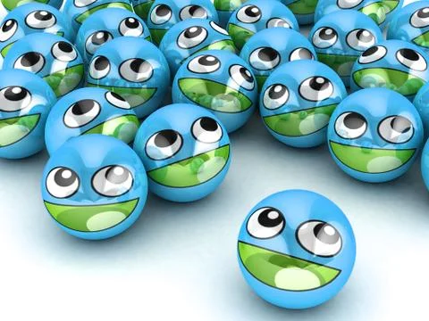 3D Round Smiley Faces. Stock Illustration